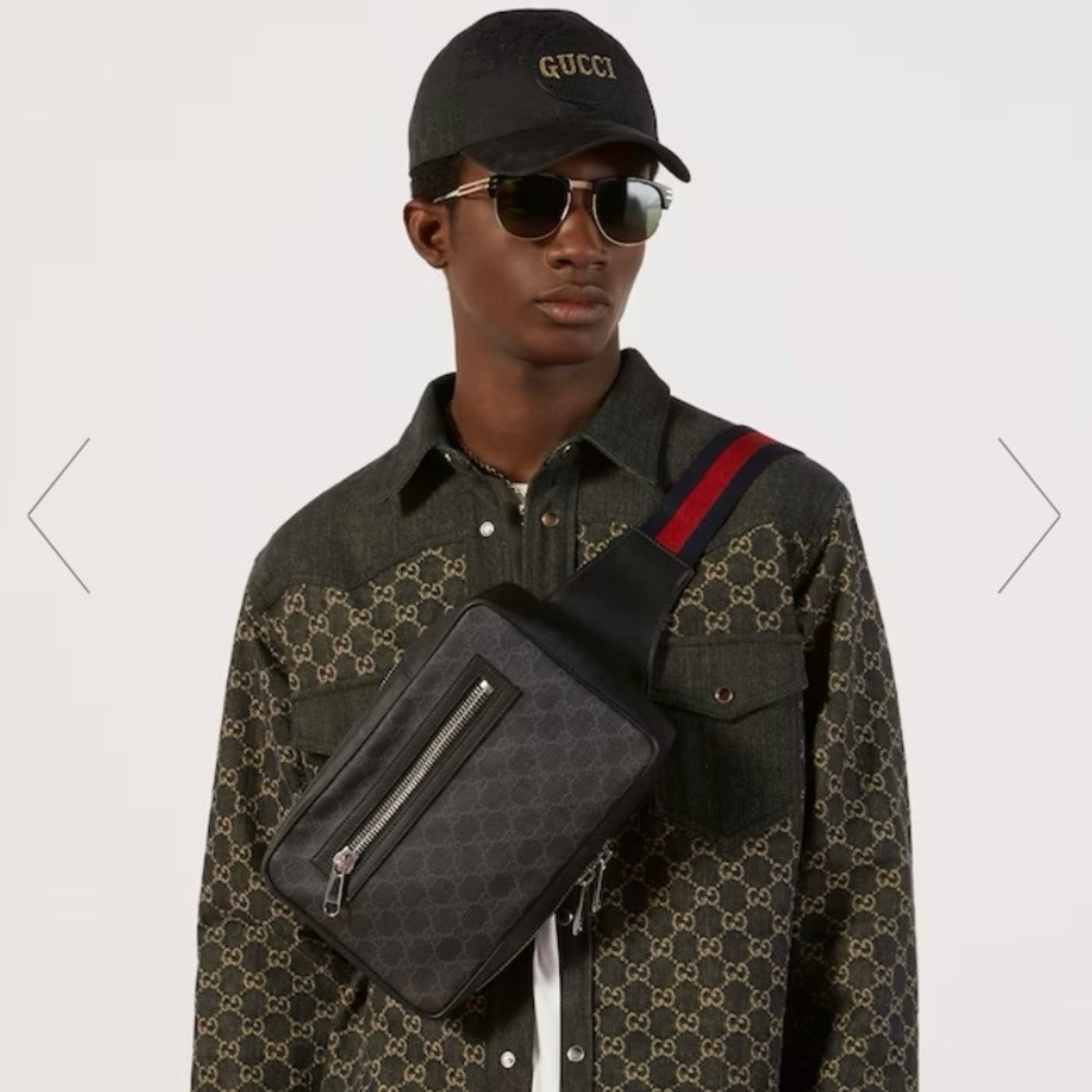 Gucci Black Messenger Bag with Monogram Design